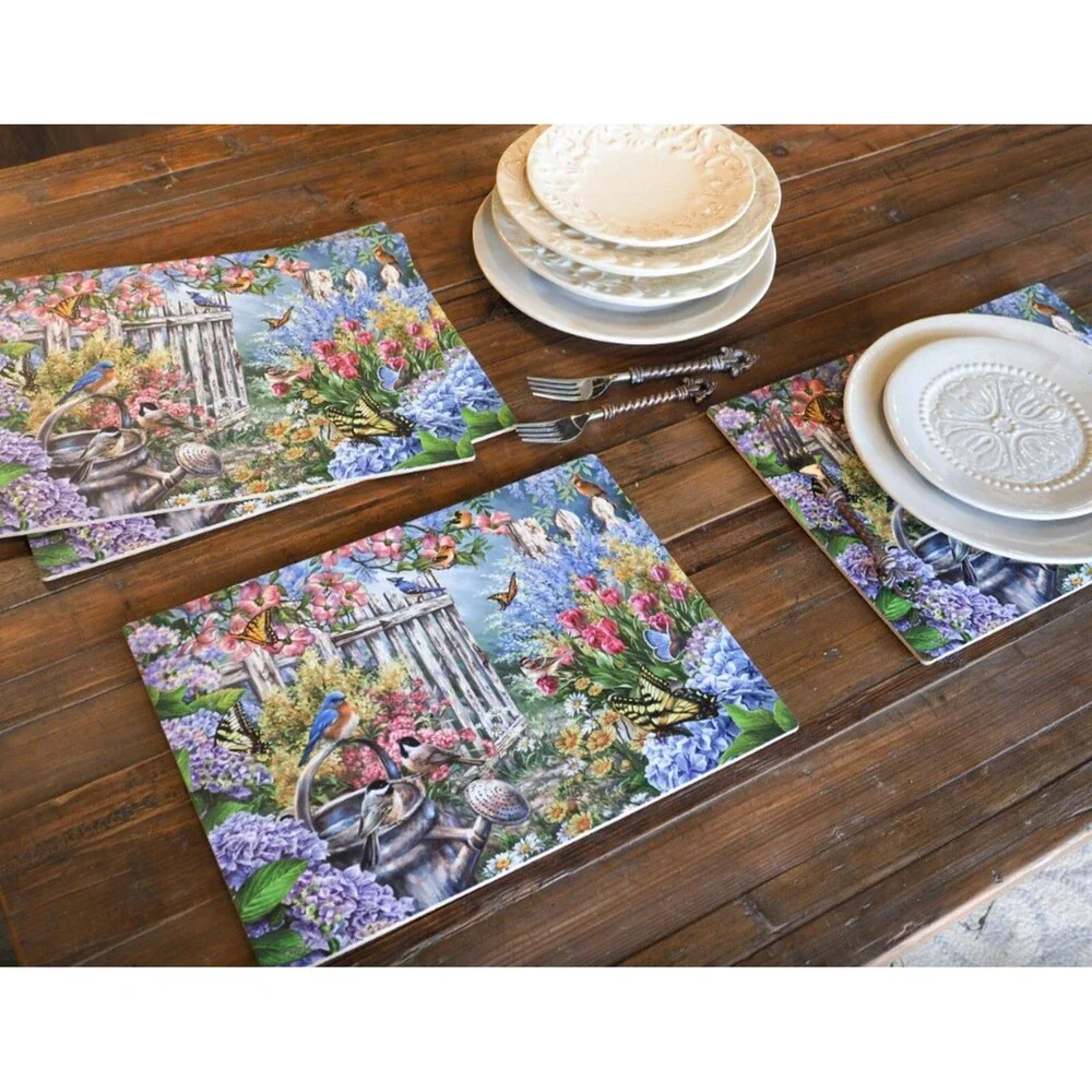 Set of 4 Same Hard Placemats w/Cork Back (12